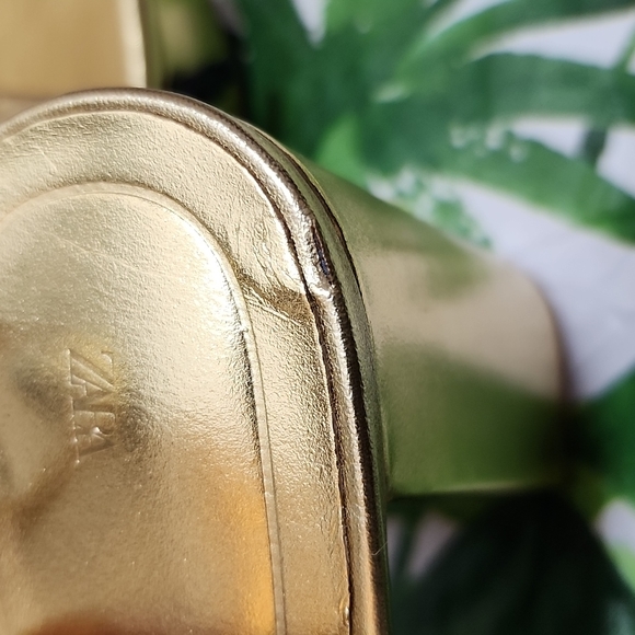 NWT ZARA GOLD LEATHER PLATFORM HIGH HEELED SANDAL, SIZE 10 - Picture 12 of 16